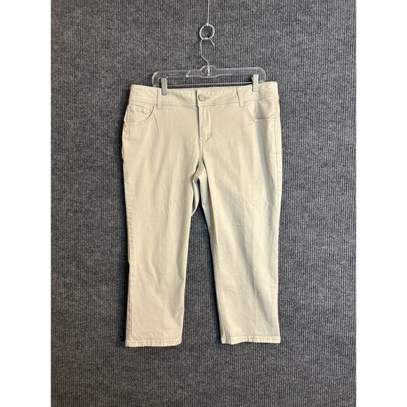 Lane Bryant Womens Cropped Pants Size 16 Tan Mid Rise Cotton Stretch Casual - Picture 1 of 7
